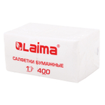 Салфетки бумажные 400 шт., 24×24 см, «Big Pack», белые, 100% целлюлоза, LAIMA, 4 упаковки в комплекте.