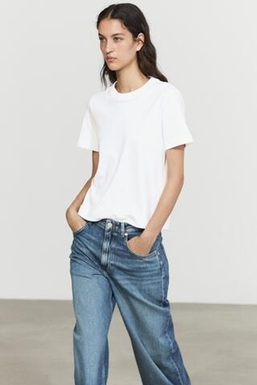 Massimo Dutti Футболка интерлок, короткие рукава, белый