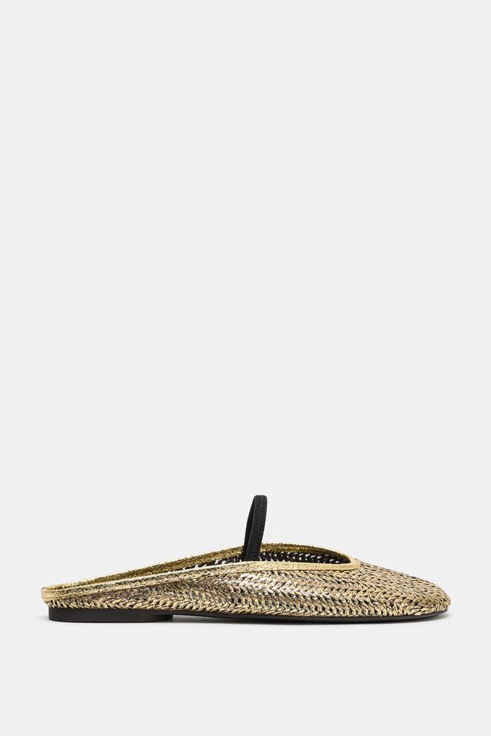 ZARA ПЛЕТЕНЫЕ БАЛЕТКИ-МЮЛИ, ЗОЛОТИСТЫЙ