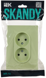 SKANDY Розетка 2-местная без заземления с защитными шторками 10А в сборе SK-R09G мятный IEK