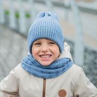 Шапка тыква из смесовой шерсти однослойная с отворотом "Синий меланж"