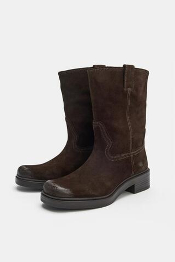 ZARA ЗАМШЕВЫЕ БОТИЛЬОНЫ, КОРИЧНЕВЫЙ