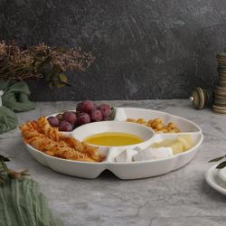 Менажница d 31 см h3,5 см 5 отделений белая фарфор P.L. Proff Cuisine [3]