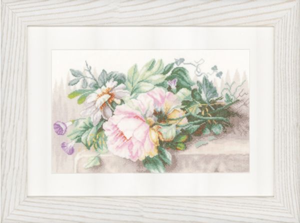 Набор для вышивания нитками Lanarte, Still Life with peonies and morning glory, 39х26 см