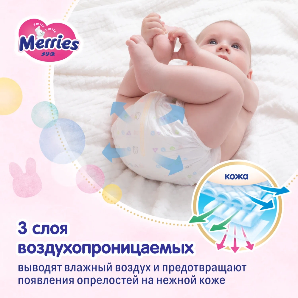 Подгузники Merries 3 64 шт