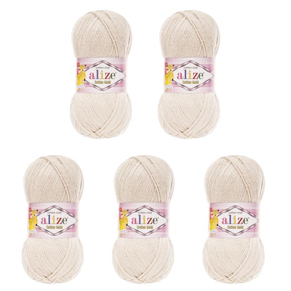 Пряжа Alize (Ализе) Cotton Gold / уп.5 мот. по 100 г, 330м, 599 каменный А