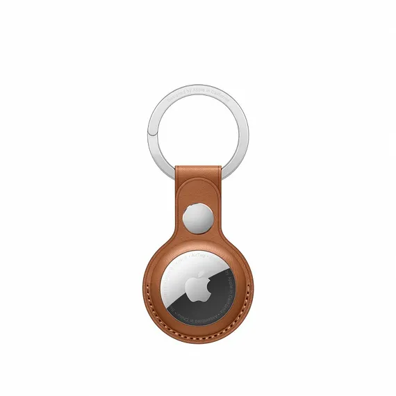 Кожаный брелок для AirTag с кольцом для ключей Золотисто-коричневый Gold Brown