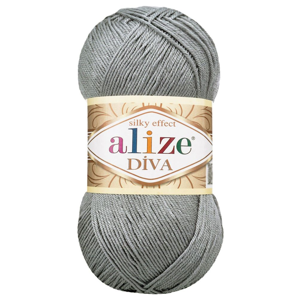 Пряжа Alize (Ализе) Diva / уп.5 мот. по 100 г, 350м, 087 серый A
