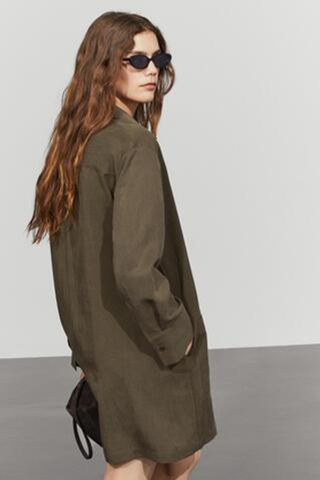 Massimo Dutti Короткое платье-рубашка с карманами, хаки