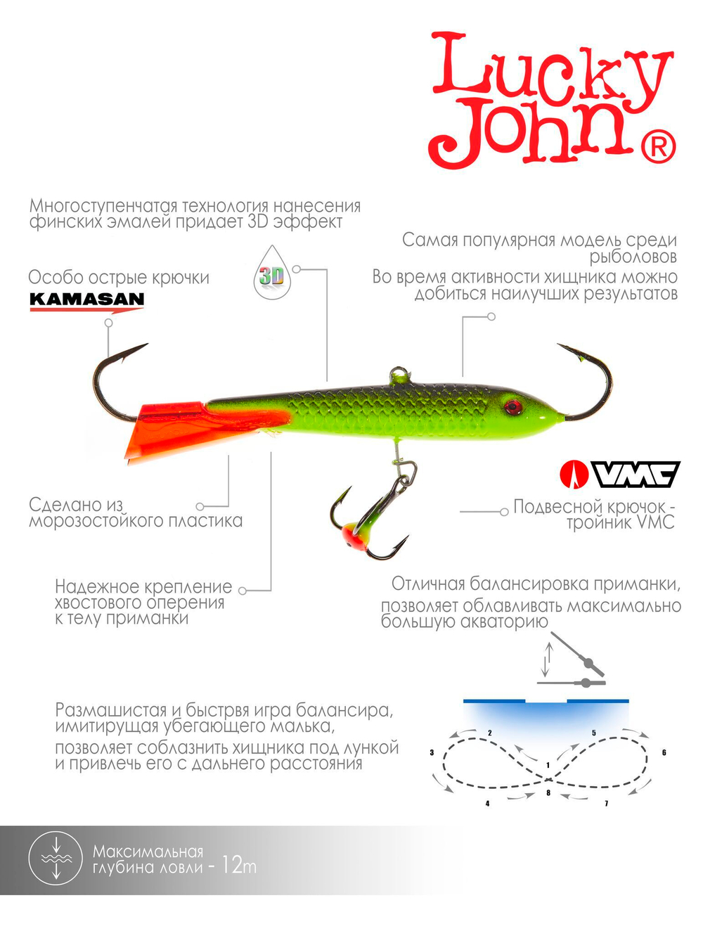 Балансир Lucky John CLASSIC 7 с тр. 70мм/31RT блистер