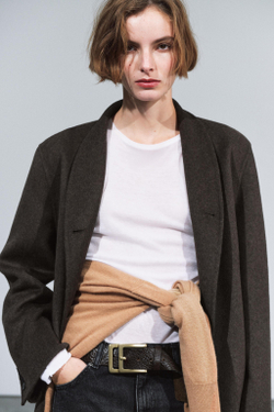 ZARA КОЖАНЫЙ РЕМЕНЬ С ДВОЙНОЙ ПРЯЖКОЙ, ШОКОЛАДНЫЙ
