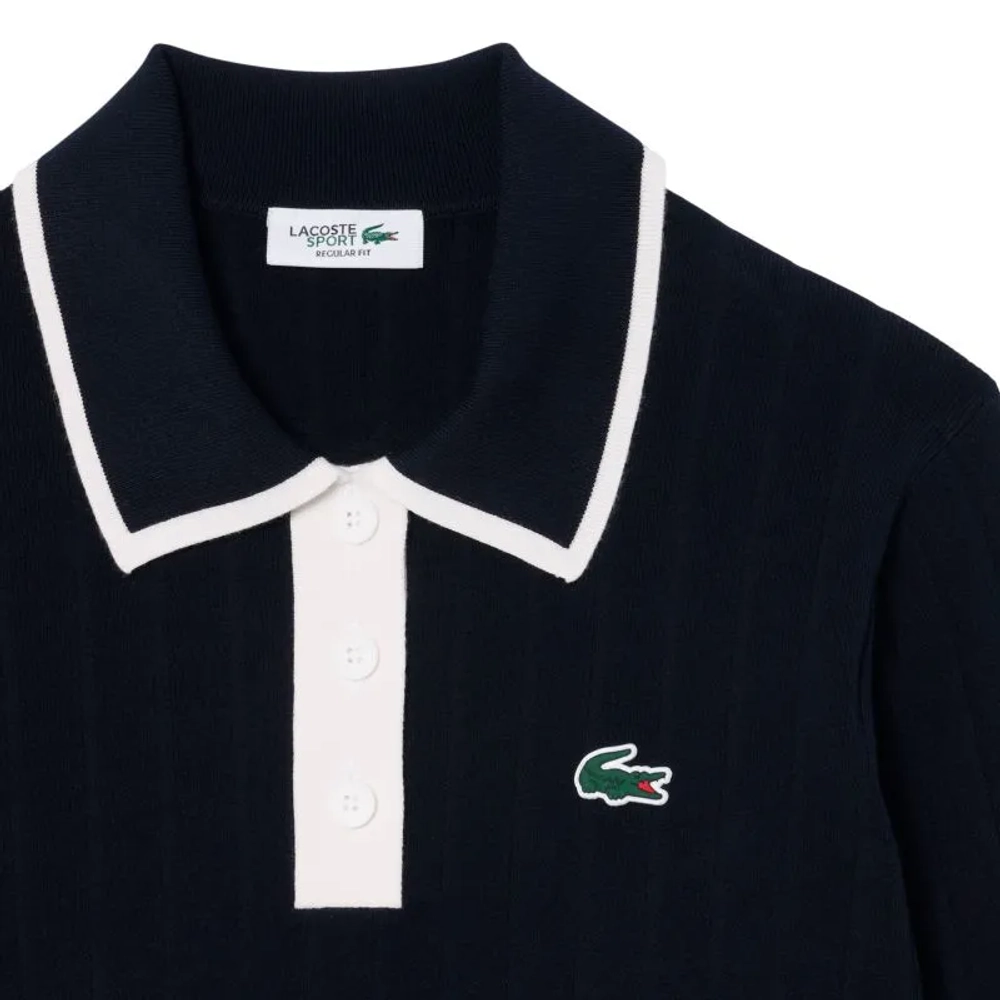 Женская Кофта теннисная Lacoste Polo Collar Stretch Sweater - navy blue/white
