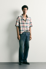 РУБАШКА RELAXED FIT С РЕЛЬЕФНЫМ УЗОРОМ В КЛЕТКУ — ZARA