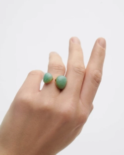 Кольцо Green Aventurine Gravity серебро 925 пробы покрытое золотом