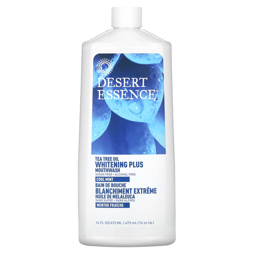Desert Essence, Масло чайного дерева, отбеливающая жидкость для полоскания рта, прохладная мята, 473 мл (16 жидк. унц.)