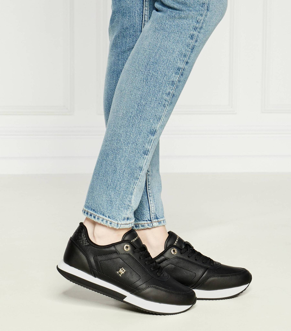 Кожаные кроссовки elevated essent runner monogram Tommy Hilfiger - черный(FW0FW08285)