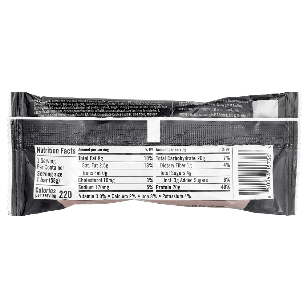 JiMMY!, Bars With Benefits™, протеиновый батончик с креатином, брауни с двойной помадкой, 12 батончиков по 58 г (2,05 унции)
