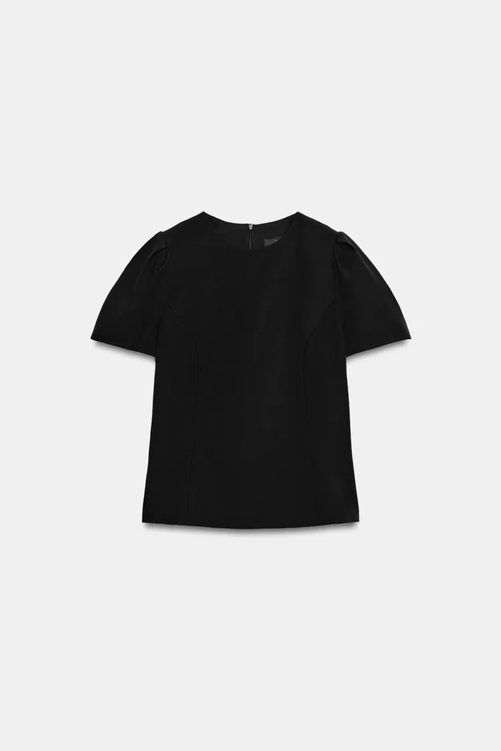 ZARA ТОП С ОБЪЕМНЫМИ РУКАВАМИ, ЧЕРНЫЙ