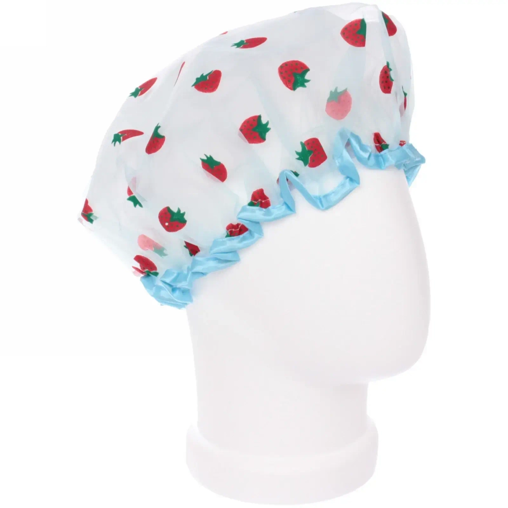 Шапочка для душа «Ультрамарин - Strawberry», микс 3 цвета, d-24 см (двухсторонняя, внутренний слой EVA)