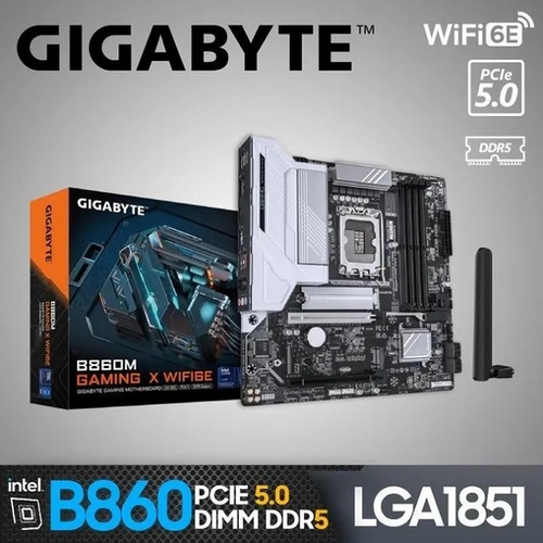 Материнская плата GIGABYTE B860M GAMING X WIFI6E (LGA1851/B860/4xDDR5/2xPCI-Ex16/2xM.2/SB7.1/Wi-Fi/BT/GLAN/DP/HDMI/mATX)