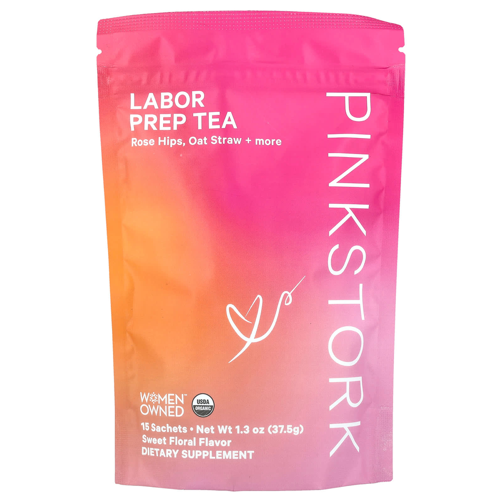 Pink Stork, Labor Prep Tea, сладкий цветочный чай, 15 пакетиков, 37,5 г (1,3 унции)
