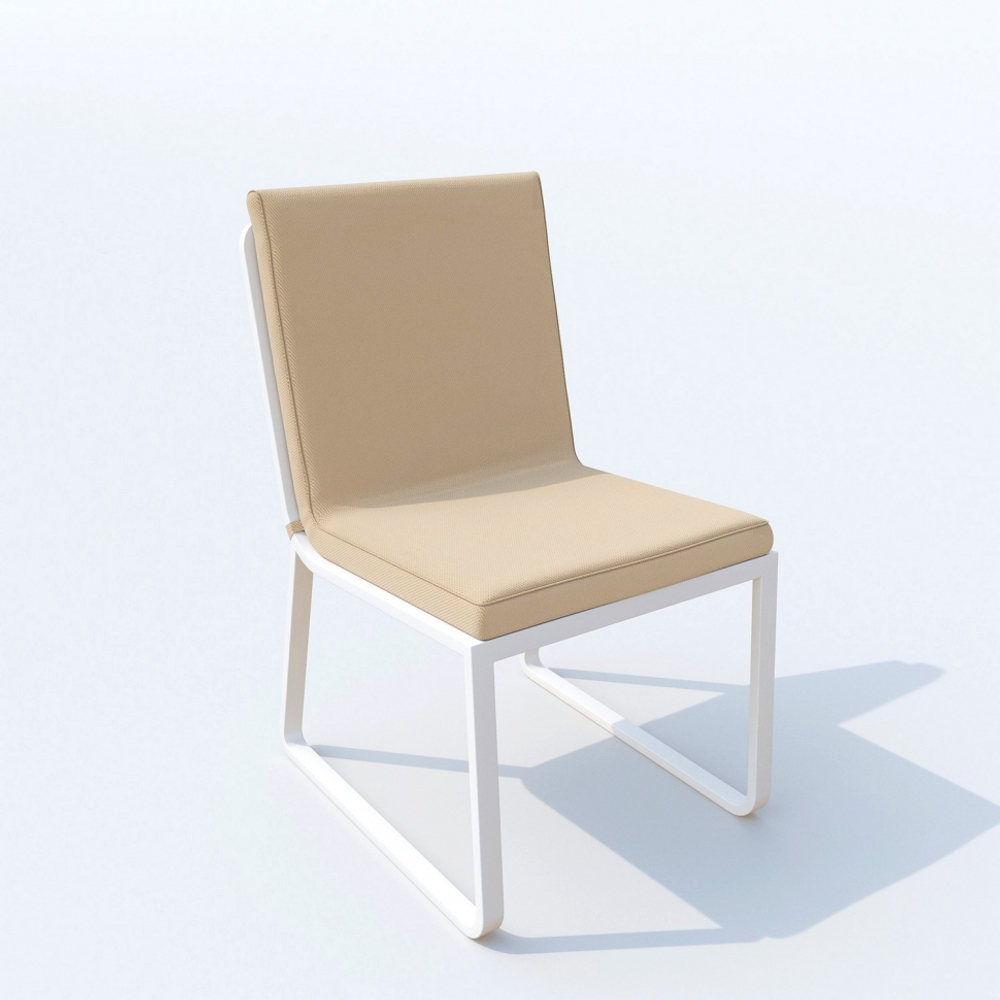 Обеденная группа Ideal Patio ДИВА ГИРА  каркас белый, стол стекло диа 110, ткань бежевая