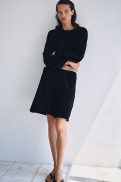 ZARA ФУТБОЛКА С РУКАВАМИ РЕГЛАН, ЧЕРНЫЙ