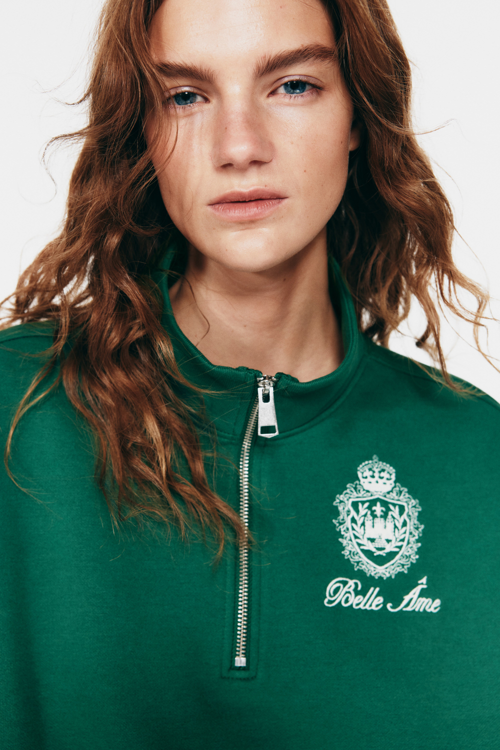 Свитшот оверсайз с молнией и рисунком - H&M