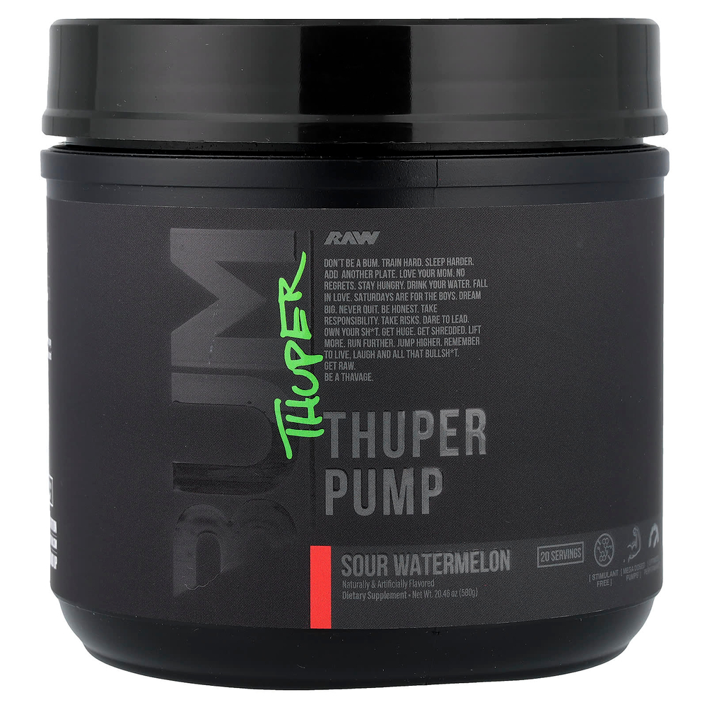 Raw Nutrition, Bum, Tuper Pump, кислый арбуз, 580 г (20,46 унции)