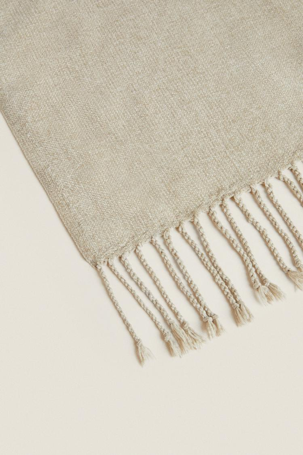 ZARA HOME ПЛЕД ИЗ СИНЕЛИ, СВЕТЛО-КОРИЧНЕВЫЙ