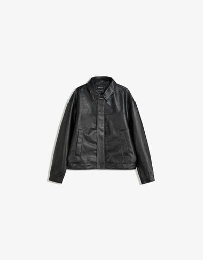 Мужская куртка boxy fit из искусственной кожи, арт. 6781/677 - BERSHKA