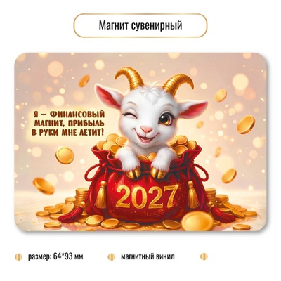 Магнит сувенирный 2027 "Символ года" 10398 (Квадра)