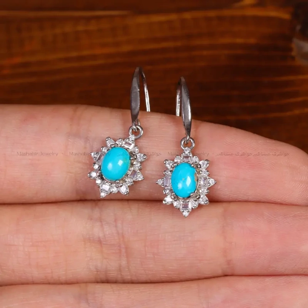 Серебряные серьги с бирюзой Mashahir 35189 Иран