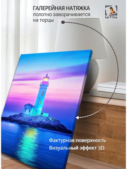 Картина "Маяк и море", для интерьера 30х40см 1шт.