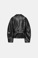 КУРТКА ИЗ ИСКУССТВЕННОЙ КОЖИ С ПОЯСОМ — ZARA