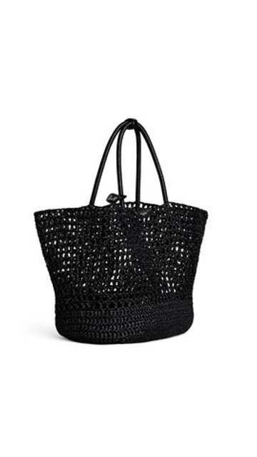 ALAÏA БОЛЬШАЯ СУМКА-КОРЗИНА ИЗ РАФИИ, ЧЕРНЫЙ
