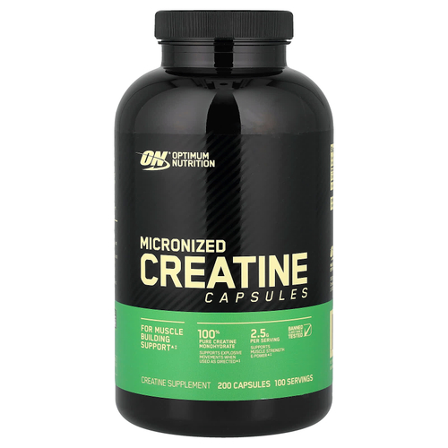 Optimum Nutrition, микронизированный креатин в капсулах, 200 капсул (1,25 г в 1 капсуле)