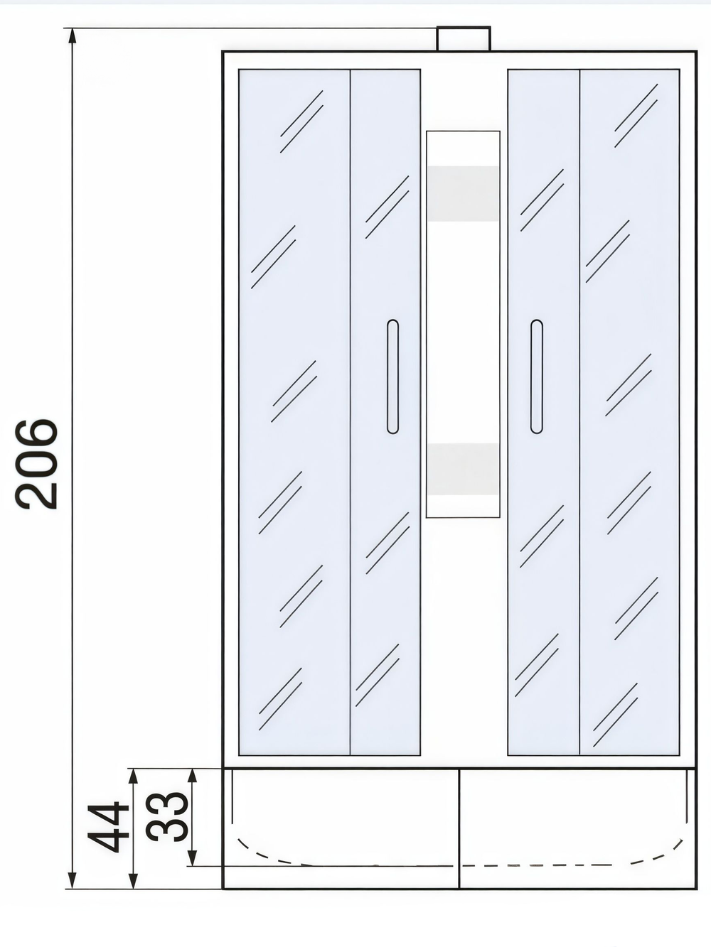 Душевая кабина RIVER NARA LIGHT Б/К 90/44 МТ 90x90x210 10000003576 Универсальная Четверть круга