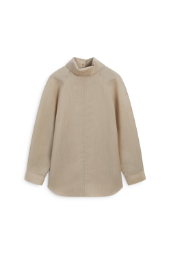 Massimo Dutti Объёмная блуза из смеси шерсти и шёлка - Limited Edition, бежевый