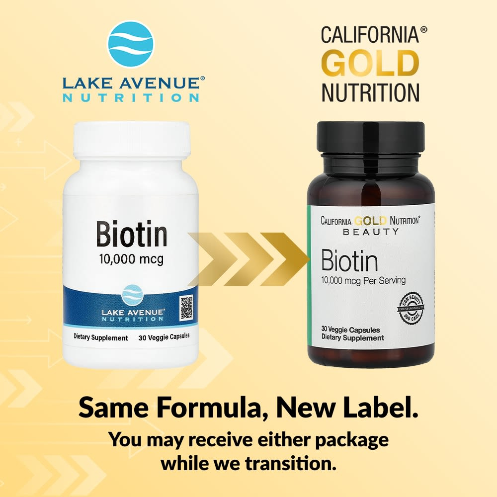 California Gold Nutrition, Биотин, 10 000 мкг, 30 растительных капсул