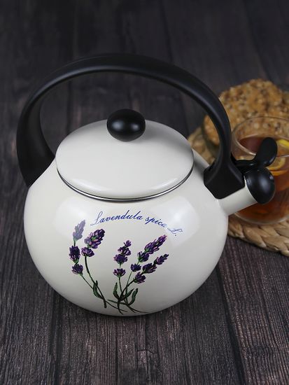 Чайник 2,2 л. эмалированный со свистком Kamille KM 1033 с черной бакелитовой ручкой