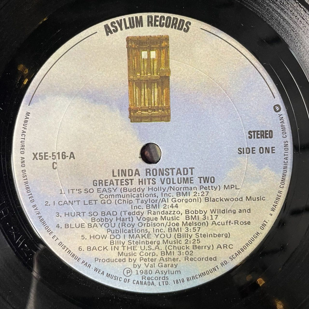 Винтажная виниловая пластинка LP Linda Ronstadt Greatest Hits Volume Two (Canada 1980)