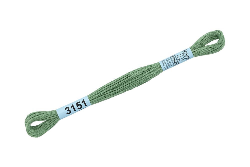 Мулине Gamma 100% хлопок, цв.3151 зеленый, 24 мотка по 8 метров