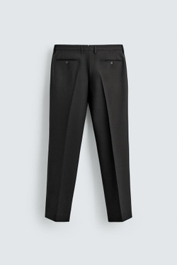 ZARA КОСТЮМНЫЕ БРЮКИ ИЗ 100% ШЕРСТИ, ЧЕРНЫЙ