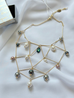 Колье "Ренессанс" с кристаллом Swarovski и жемчугом Майорка, оттенок золото