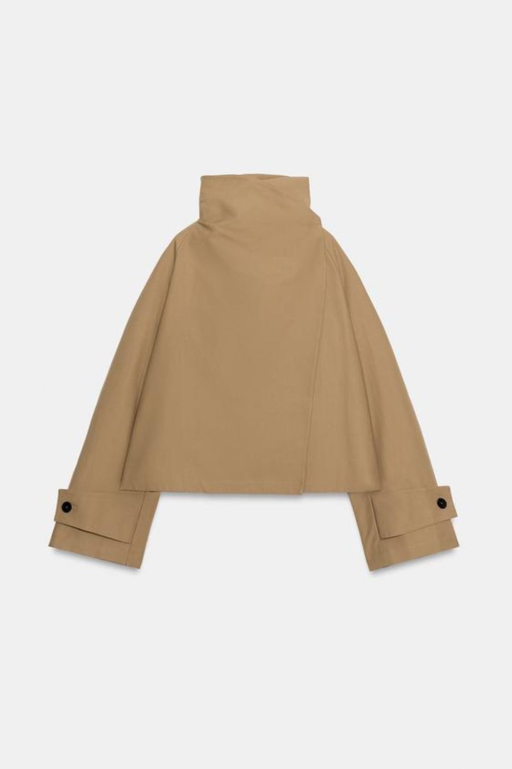 ZARA КОРОТКИЙ ТРЕНЧ С ВЫСОКИМ ВОРОТНИКОМ — ZW COLLECTION, БЕЖЕВЫЙ