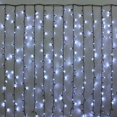 Гирлянда для улицы ЗАНАВЕС «Мерцание» ш2* в1,5 м 320 ламп LED, черный провод, IP-65, Белый (возможность соединения)