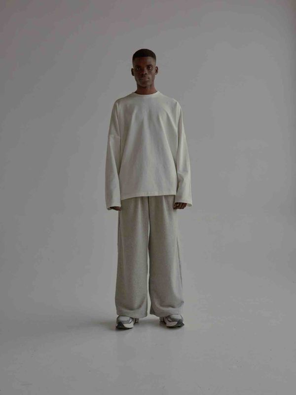 Брюки Baggy Trousers Logo Melange серые - фото 5