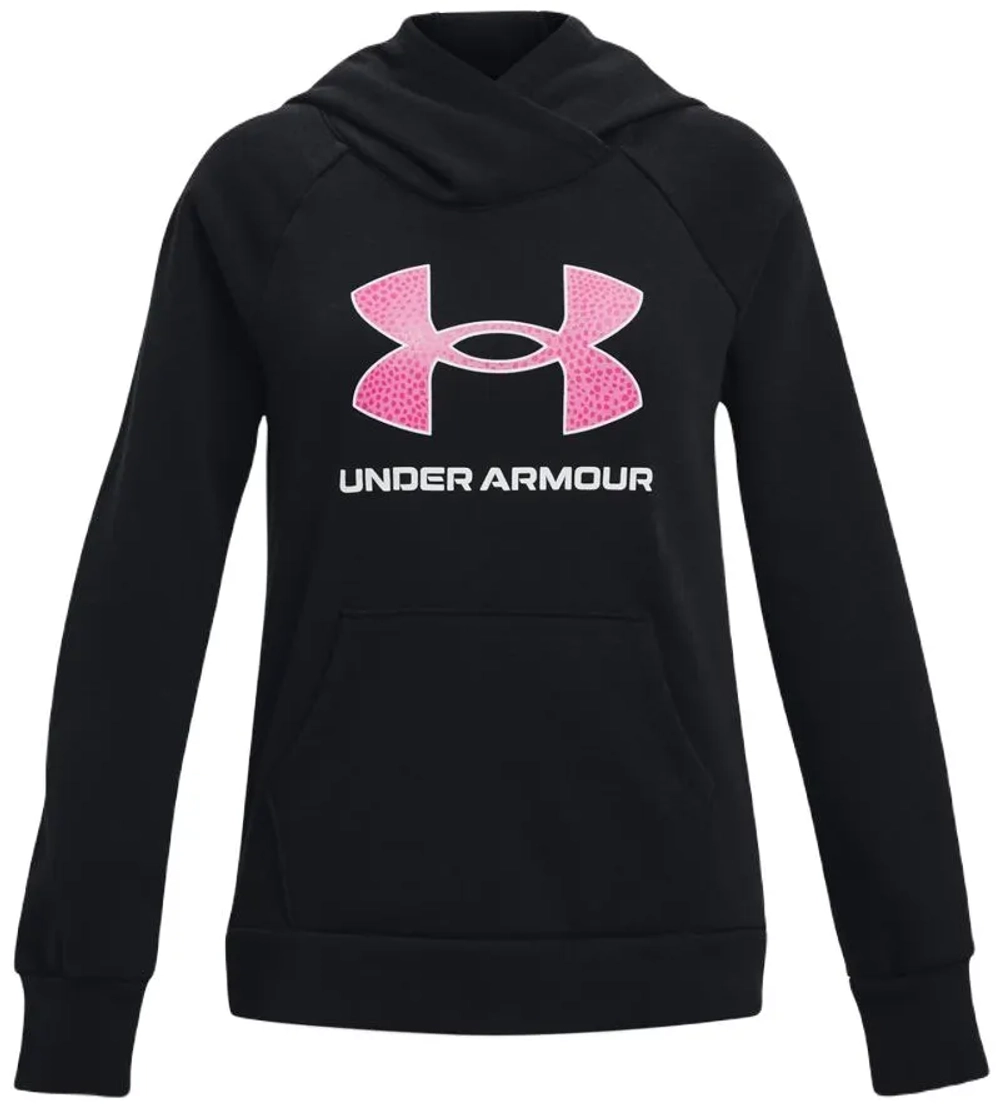 Детская теннисная куртка Under Armour Girls' UA Rival Fleece Big Logo - black/pink edge