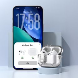 Чехол прозрачный с магнитным замком для наушников AirPods 4, серия PECR Series Case, в комплекте с карабином